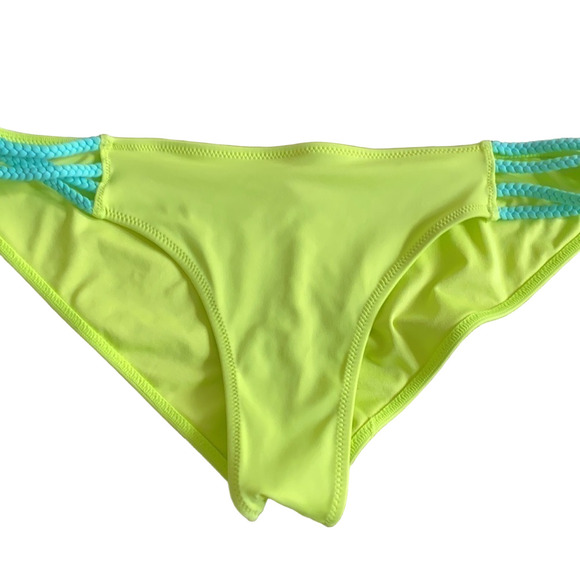 Lime green hipster bikini bottom braided sides L - Picture 1 of 12